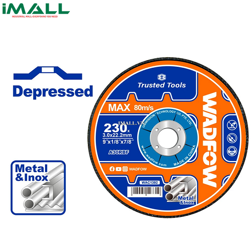 Đá cắt kim loại 230x3x22.2mm Wadfow WAC1392