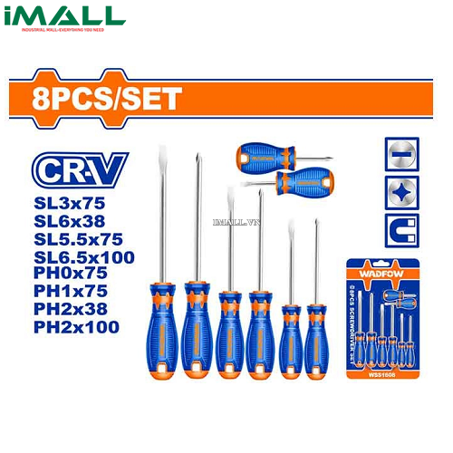 Bộ 8 tua vít dẹp & bake Wadfow WSS1408