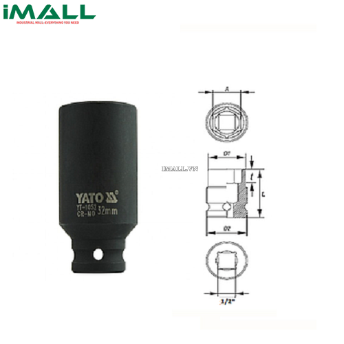 Khẩu tuýp vặn dài Yato YT-1052 (1/2", 32mm)