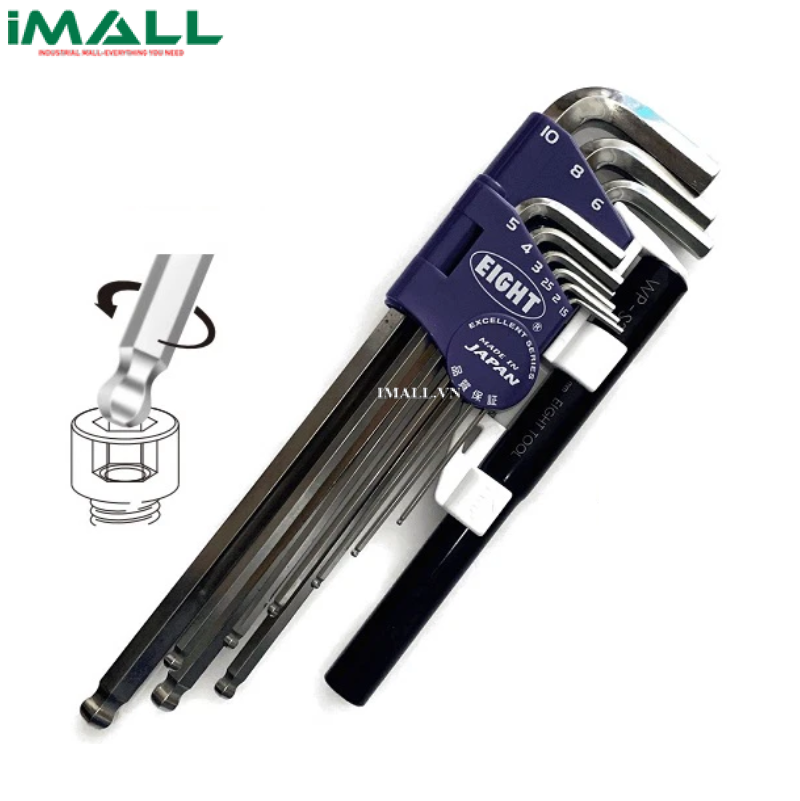 Bộ lục giác đầu bi EIGHT BHS-9NP (9 cỡ, 1.5-10mm)