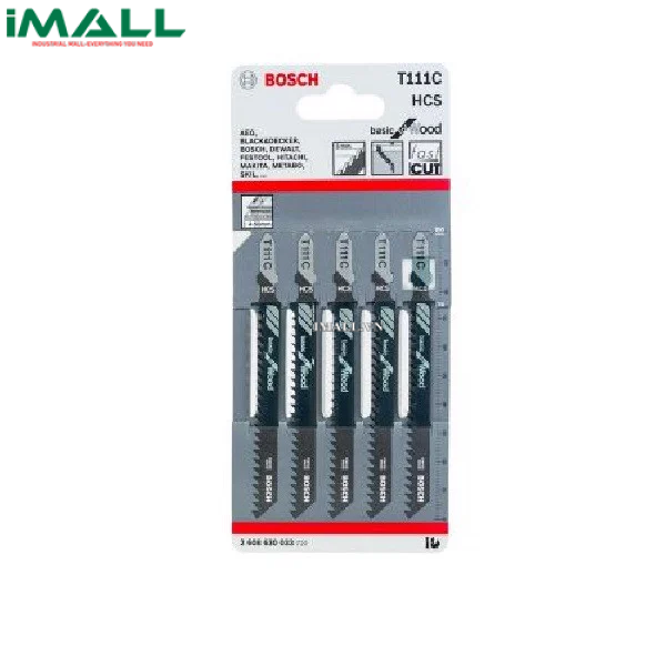 Bộ 5 lưỡi cưa lọng cho gỗ T 111 C BOSCH 2608630033