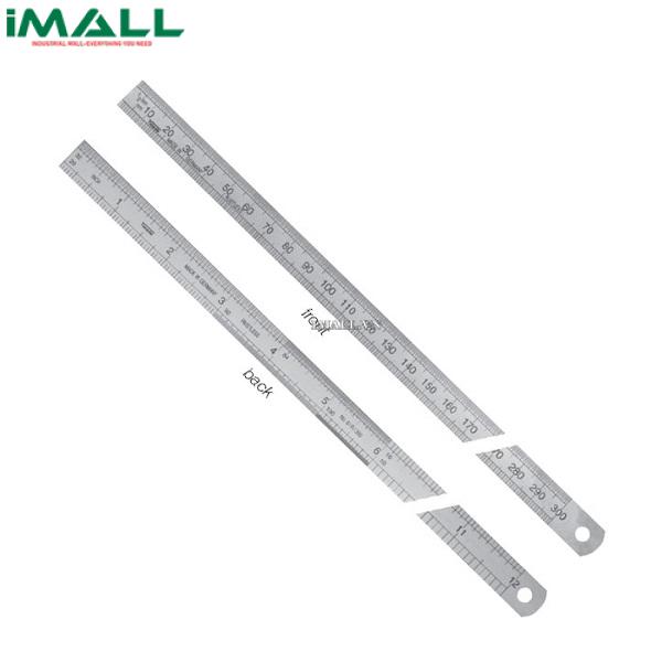 Thuớc inox có bảng đổi đơn vị, vạch chia mm/inch trước sau VOGEL 1026330015 (150mm)