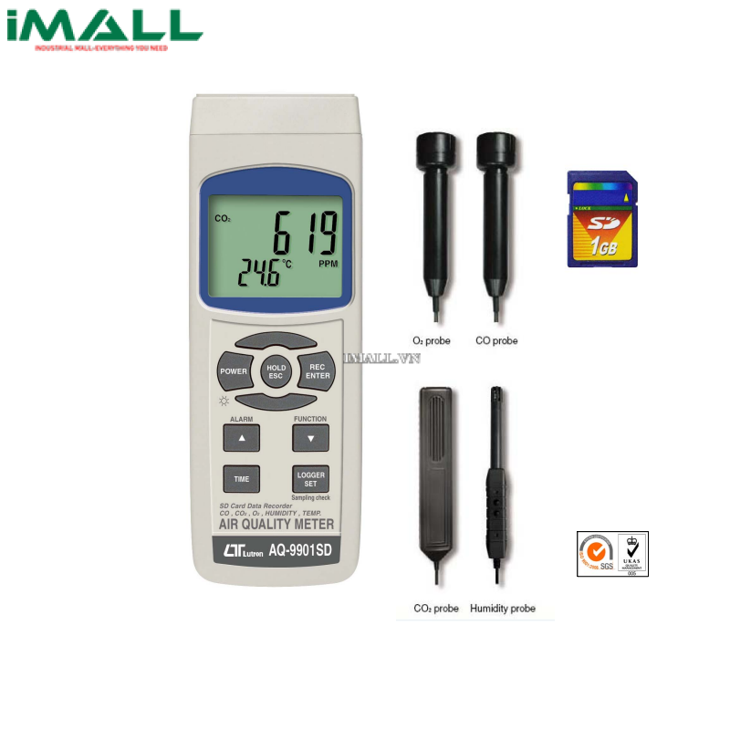 Máy đo chất lượng không khí LUTRON AQ-9901SD (CO2, CO, O2, nhiệt độ/độ ẩm)