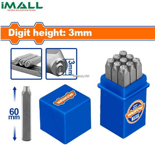 Bộ 9 mũi đột chữ số 3mm Wadfow WCC9593