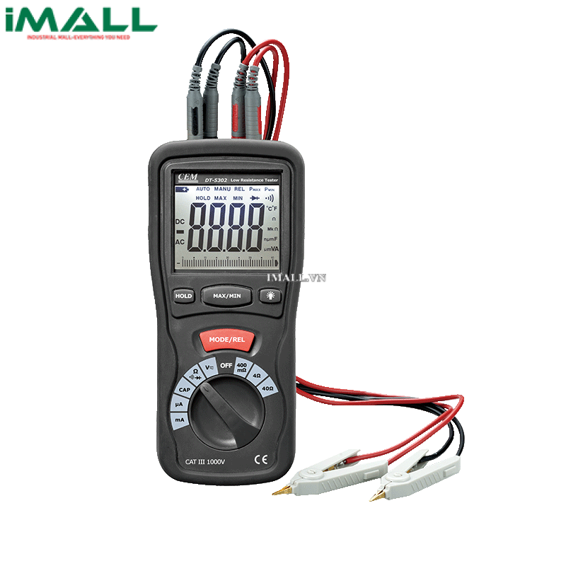 Máy kiểm tra điện trở CEM DT-5302 (Kelvin(4-dây), 40Ω; ±(1.0%+5d))