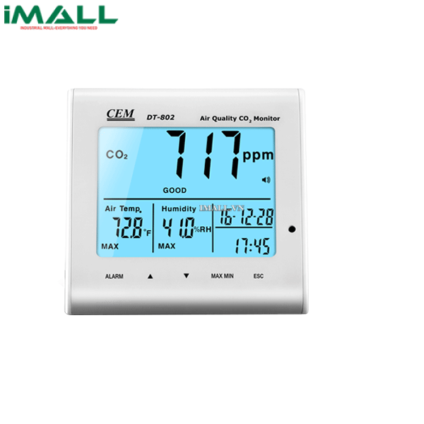 Máy đo chất lượng không khí, CO2 trong nhà CEM DT-802D (0-9999ppm; -5~50°C; 0.1~90.0%RH)