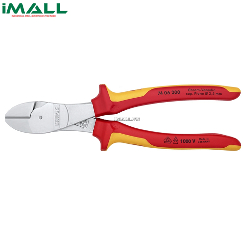 Kìm Cắt Thân Chéo cách điện 1000V (200mm) Knipex 74 06 200