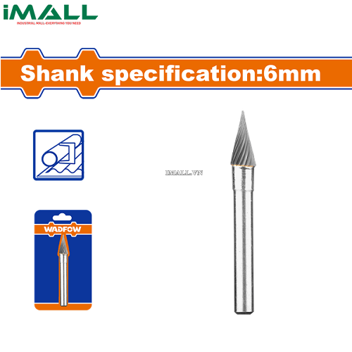 Mũi mài cacbua Tungsten 6x8mm (chóp nhọn) Wadfow WYE3K04