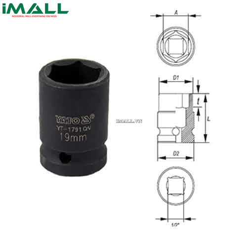 Tuýp khẩu chuyển đổi Yato YT-1780 (1/2", 8mm)