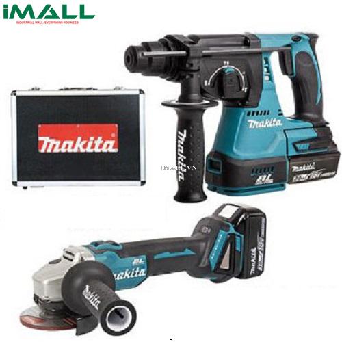 Bộ máy khoan, máy mài góc dùng Pin Makita DLX2161X (khoan bê tông DHR242 và mài DGA404)
