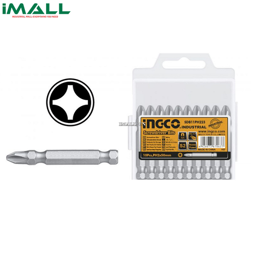 Bộ mũi vít bake (PH2x50mm) 10 mũi INGCO SDB11PH223