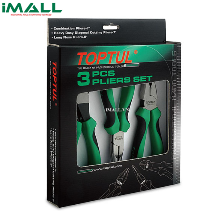 Bộ kìm 3 món Toptul GAAE0304 (Kìm tổ hợp-Kìm mỏ nhọn-Kìm cắt)