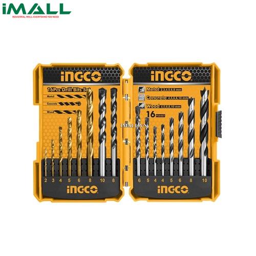 Bộ 16 mũi khoan kim loại, bê tông và gỗ INGCO AKD9165
