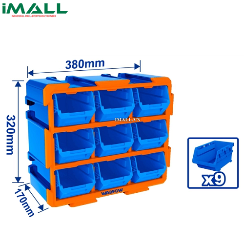 Bộ tủ gồm 9 khay nhựa đựng linh kiện (dạng hở) 380x170x320mm Wadfow WTB8330
