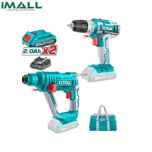 Bộ combo máy khoan búa và máy khoan dùng pin 20V Total TCKLI2008