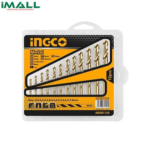 Bộ 12 mũi khoan kim loại HSS (2-8mm) INGCO AKDB1125