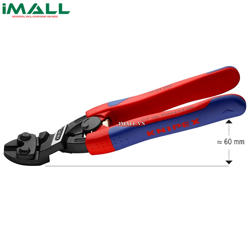 Kìm Cắt CoBolt® Đầu 20° Lưỡi 64 HRC, Cắt Thép Lò Xo Ø3.6mm Knipex 71 22 200