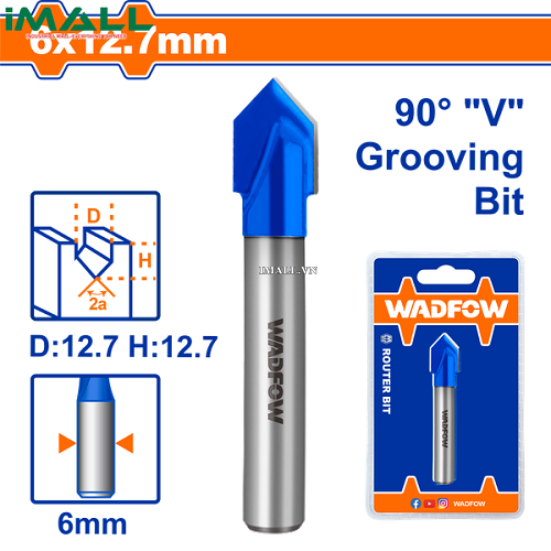 Mũi phay gỗ cắt rãnh V 6x12.7mm Wadfow WRG2404