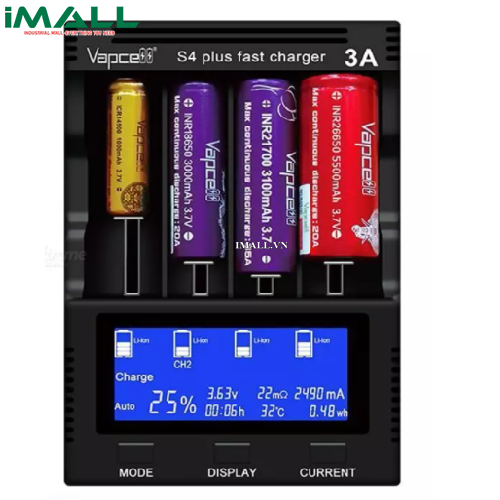 SẠC PIN VAPCELL S4 PLUS ĐA NĂNG THÔNG MINH 4 SLOT
