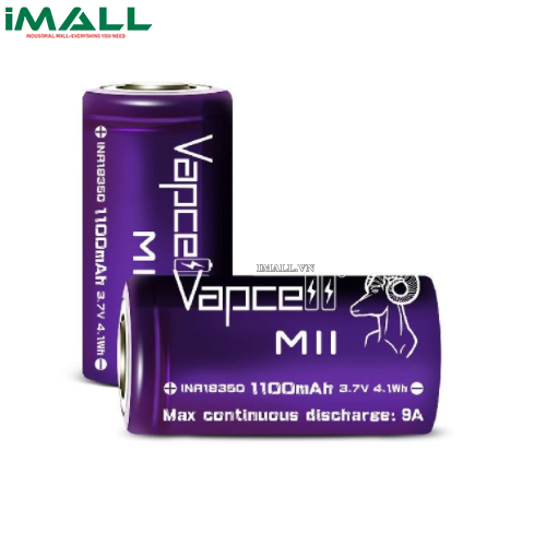 PIN SẠC VAPCELL INR18350 DUNG LƯỢNG 1100MAH DÒNG XẢ 9A