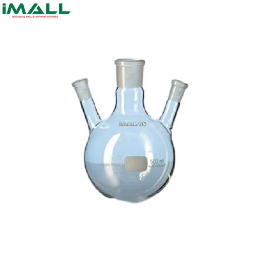 Bình cầu đáy tròn, 3 cổ NS29/32, 2x14/23 1000ml cổ phụ nghiêng Duran 241885503