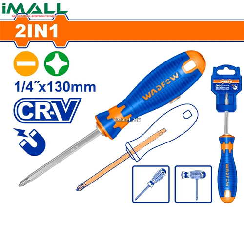 Tua vít dẹp & bake 1/4"x130mm 2 trong 1 Wadfow WSS45M3