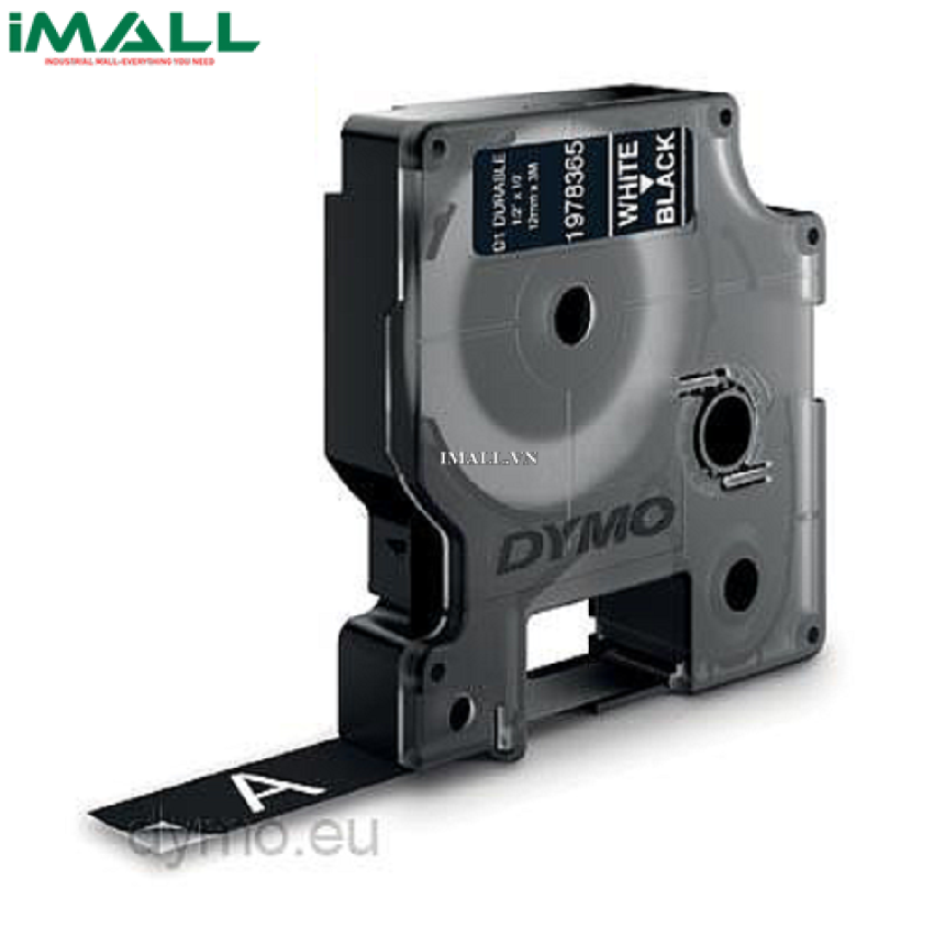 Tem nhãn D1 Vinyl bền chữ trắng trên nền đen DYMO 63020697 (12mm x 3m)