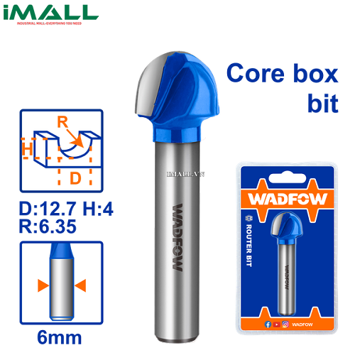 Mũi phay gỗ đầu tròn 6x6x12.7mm Wadfow WRG8404