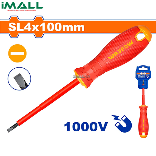 Tua vít dẹp cách điện SL4x140mm Wadfow WSD7244