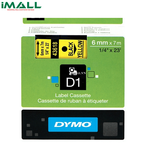 Tem nhãn D1 chữ đen trên nền vàng DYMO 63020730 (6mm x 7m)