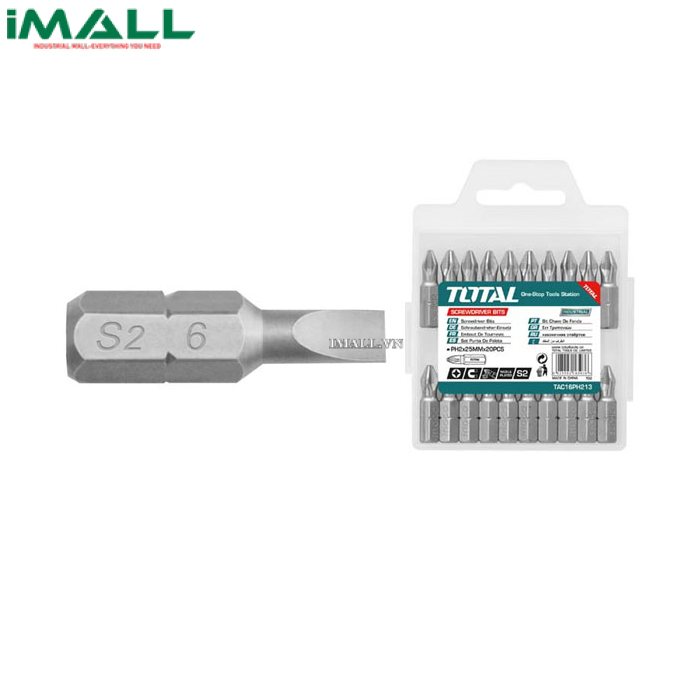 Bộ mũi vít dẹp 10 chi tiết Total TAC16SL423