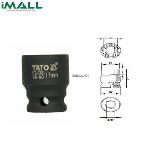 Khẩu rời Yato YT-3763 (3/8", 19mm)