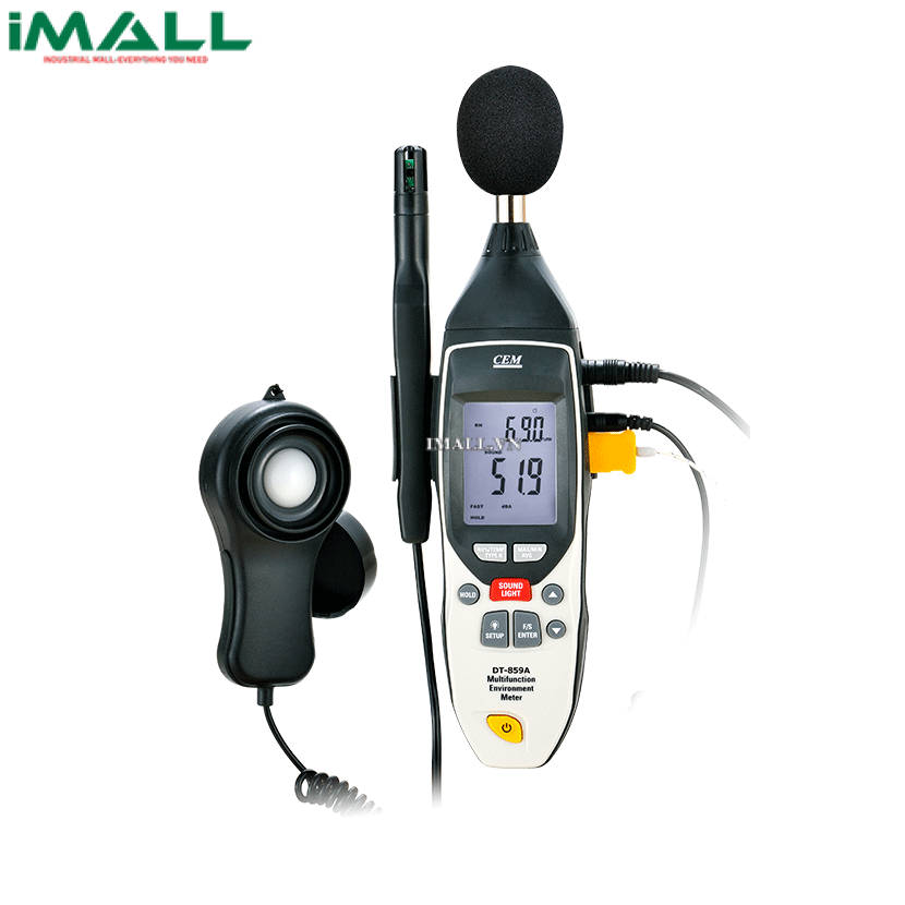Máy đo môi trường đa năng CEM DT-859B (-200°C~1372°C(loại K); -30°C~100°C; 0~100%RH; 0.40-30.00m/s)