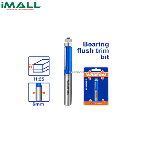 Mũi phay gỗ thẳng bi dưới 6x6x7mm Wadfow WRG7401