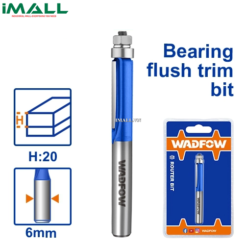 Mũi phay gỗ thẳng bi dưới 6x6x9.5mm Wadfow WRG7403
