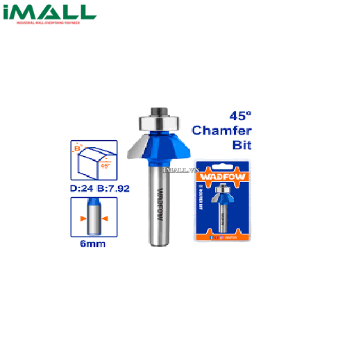 Mũi phay gỗ vát 45° 6x6x26mm Wadfow WRG3403