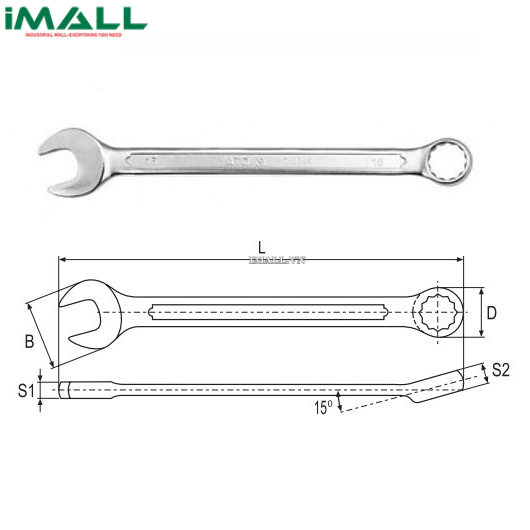 Cờ lê vòng miệng hệ mét Yato YT-0341 (12mm)