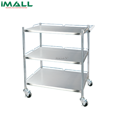 Xe đẩy bằng thép không gỉ (3 kệ, 1 tay kéo, 75×d45×h95cm) SciLab SL.Car7022