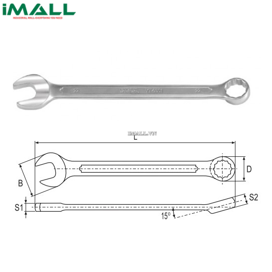 Cờ lê vòng miệng hệ mét Yato YT-0351 (22mm)