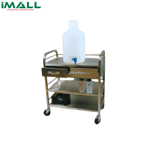Xe đẩy bằng thép không gỉ (2 Ngăn kéo & 3 Kệ, 75×45×h90cm) SciLab SL.Car7035