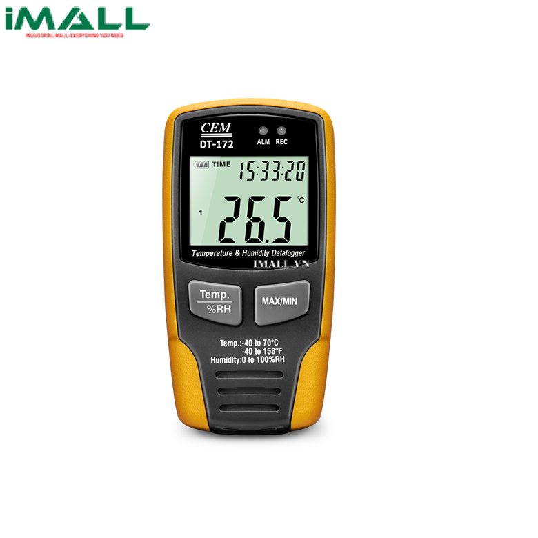 Bộ ghi dữ liệu Nhiệt độ &amp; Độ ẩm CEM DT-172 (-40~70℃/-40~158℉; 0~100%RH)