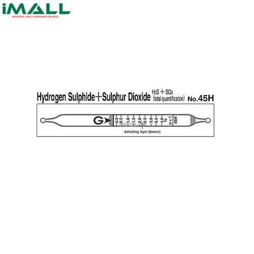 Ống dò đo nhanh Hydrogen sulphide + sulfur dioxide H2S + SO2 Gastec 45H (0,02 ~ 8,0%)