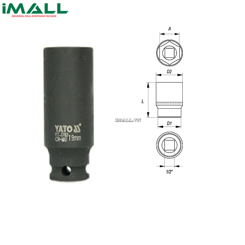 Khẩu rời dài Yato YT-3776 (3/8", 12mm)