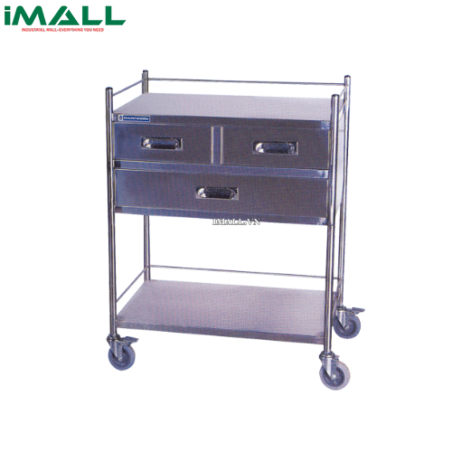 Xe đẩy bằng thép không gỉ (3 Ngăn kéo & 2 Kệ, 85×45×h90cm) SciLab C9.4241