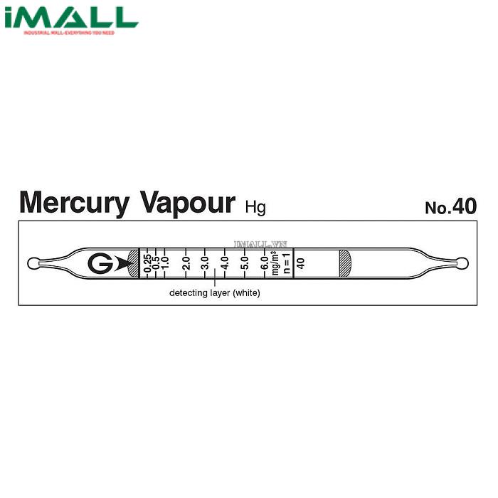 Ống dò đo nhanh Hơi thủy ngân Hg Gastec 40 (0,05 ~ 13,2 mg / m3)