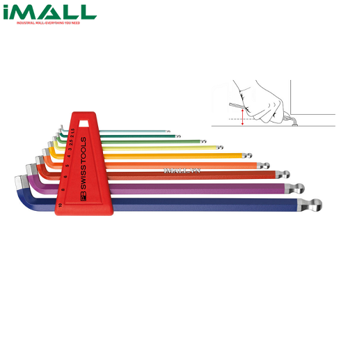 Bộ Lục Giác PB Rainbow 100° Đầu Bi 9 Cây 1.5-10mm PB Swiss Tools PB 2212.LH-10 RB