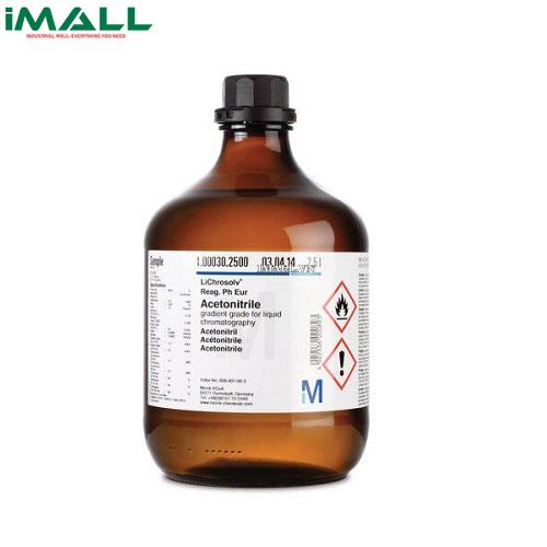 Nước sử dụng cho sắc ký (H₂O, Chai thủy tinh 2.5l) Merck 1153332500