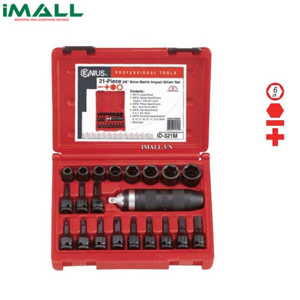 Bộ Khẩu 3/8" Kết Hợp Bộ Tuốc Nơ Vít Đóng 21 Chiếc Hệ Mét GENIUS D-321M