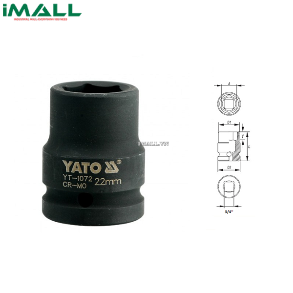 Khẩu mở ốc cho súng Yato YT-1072 (3/4", 22mm)