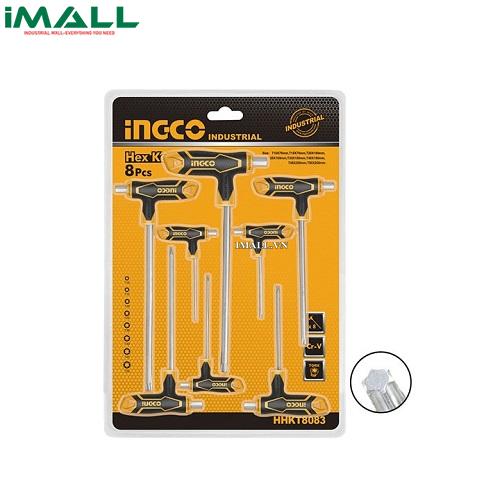 Bộ 8 chìa lục giác (T10-T50) tay cầm chữ T đầu hoa thị INGCO HHKT8083